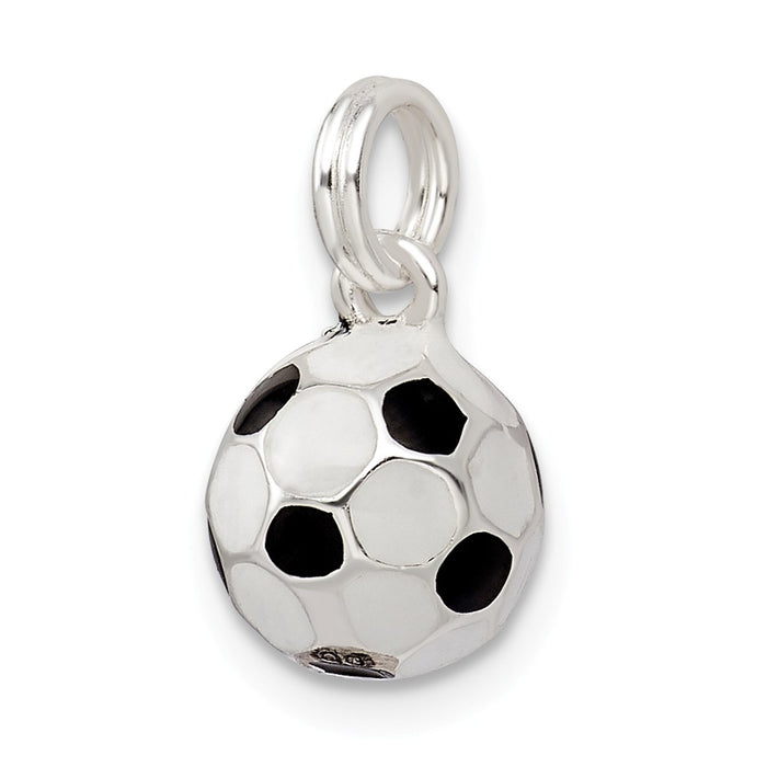 Million Charms 925 Sterling Silver Black & White Enameled Sports Soccer Ball Charm