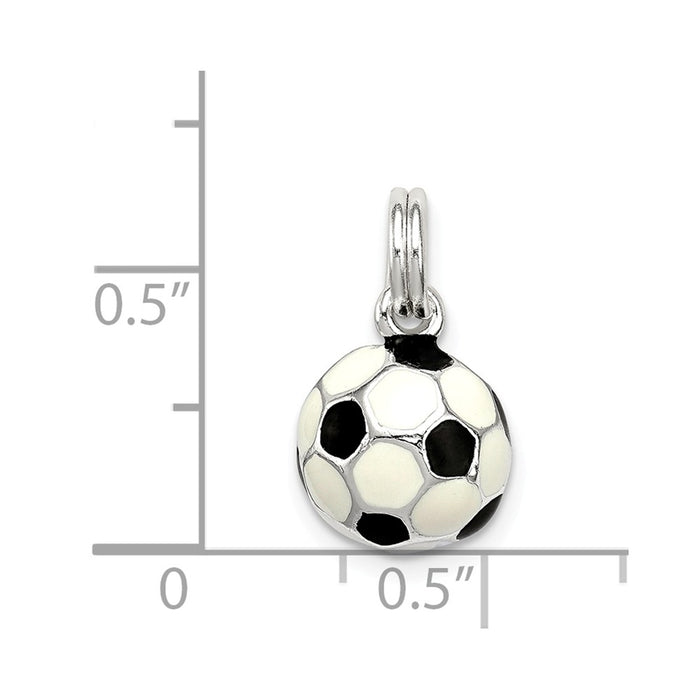 Million Charms 925 Sterling Silver Black & White Enameled Sports Soccer Ball Charm