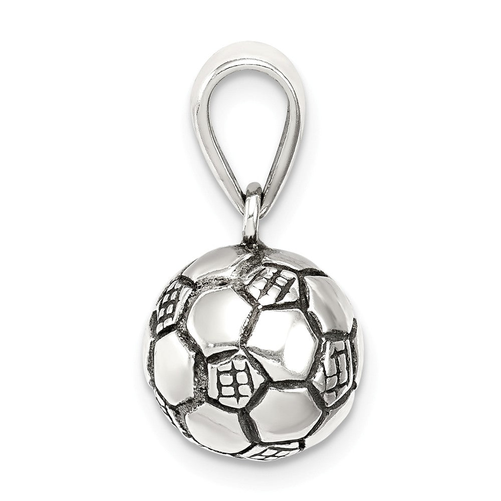 Million Charms 925 Sterling Silver Antiqued Sports Soccer Ball Pendant