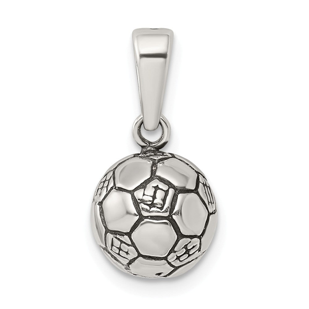 Million Charms 925 Sterling Silver Antiqued Sports Soccer Ball Pendant