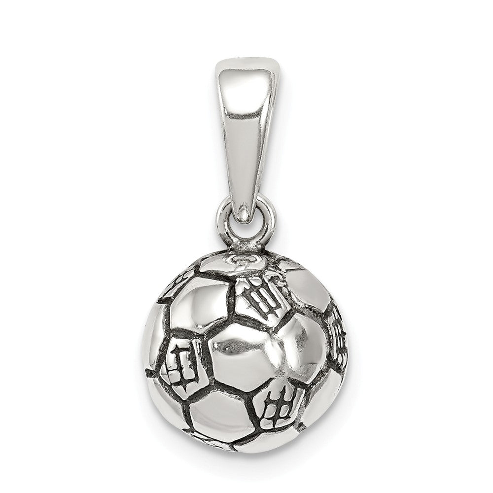 Million Charms 925 Sterling Silver Antiqued Sports Soccer Ball Pendant