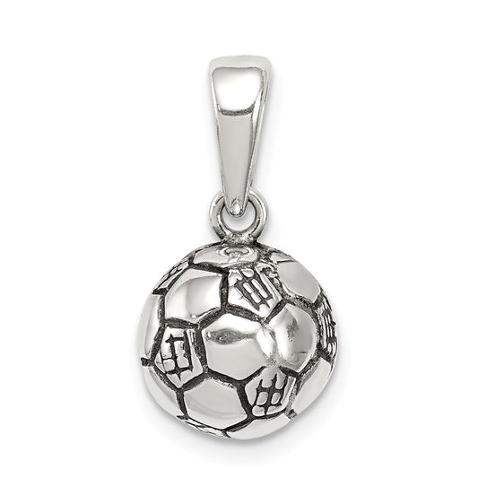 Million Charms 925 Sterling Silver Antiqued Sports Soccer Ball Pendant