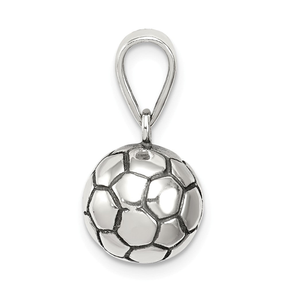 Million Charms 925 Sterling Silver Antiqued Sports Soccer Ball Pendant