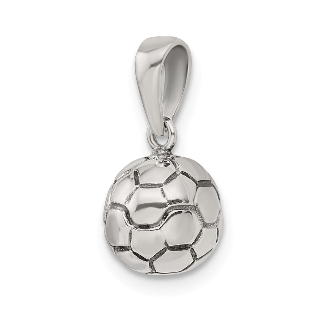 Million Charms 925 Sterling Silver Antiqued Sports Soccer Ball Pendant
