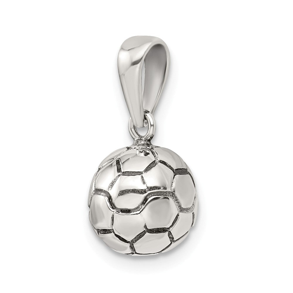 Million Charms 925 Sterling Silver Antiqued Sports Soccer Ball Pendant