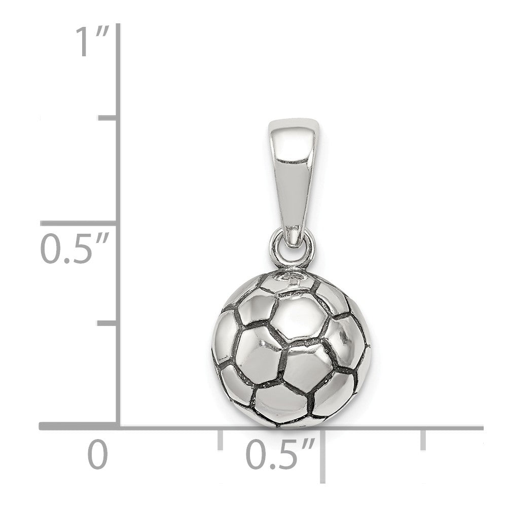 Million Charms 925 Sterling Silver Antiqued Sports Soccer Ball Pendant