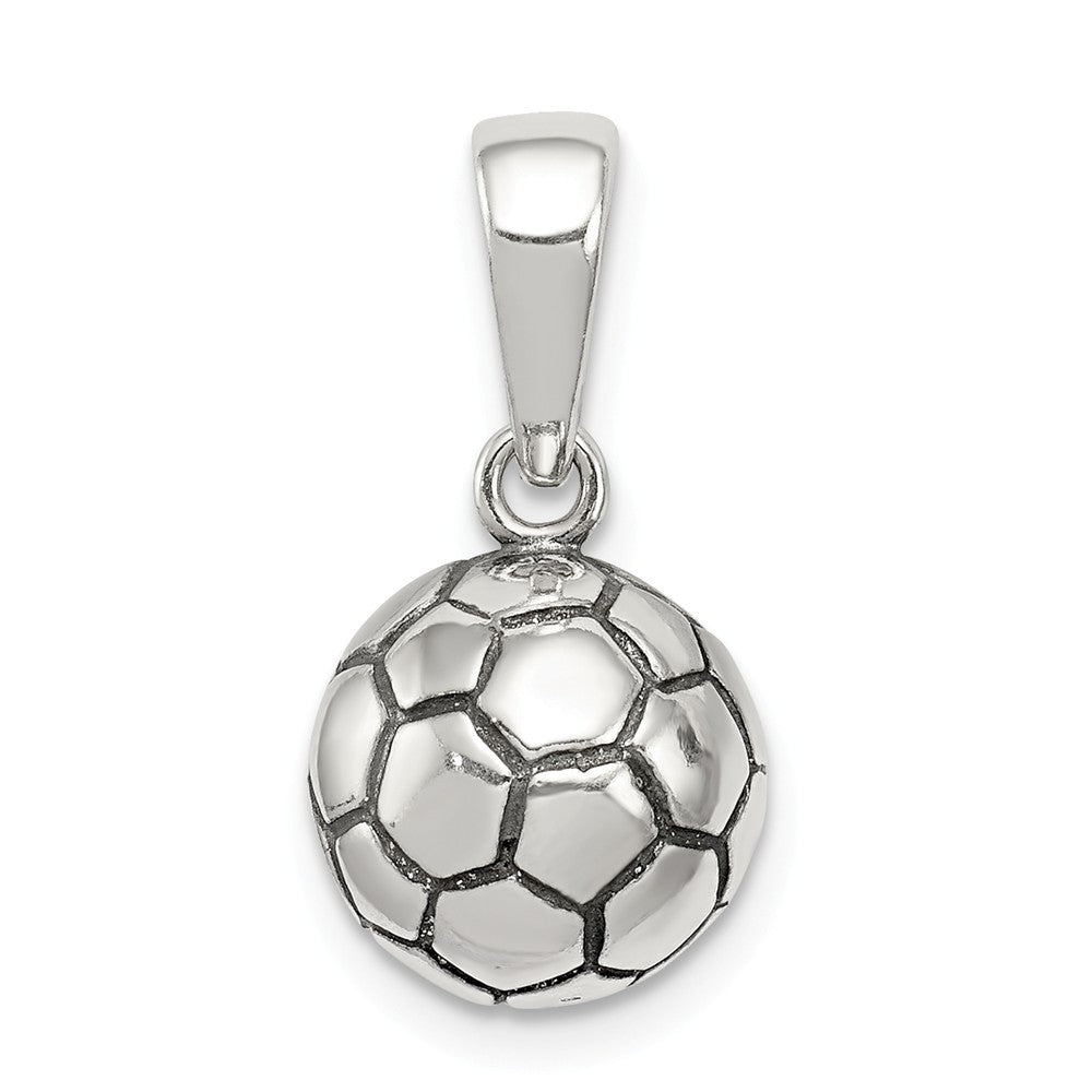 Million Charms 925 Sterling Silver Antiqued Sports Soccer Ball Pendant