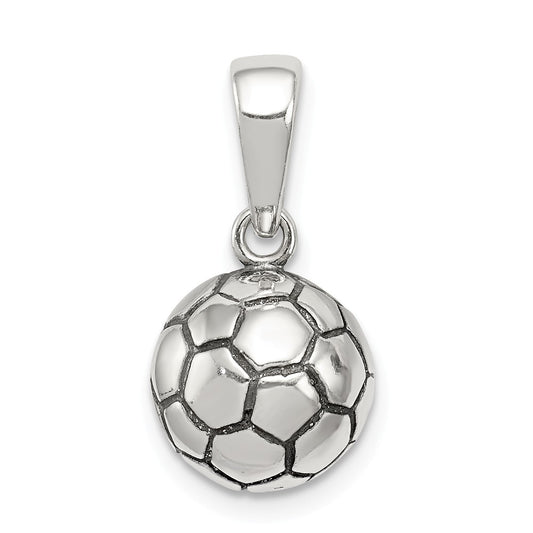 Million Charms 925 Sterling Silver Antiqued Sports Soccer Ball Pendant