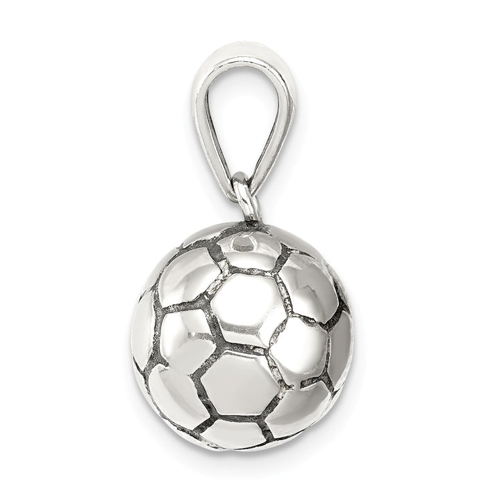 Million Charms 925 Sterling Silver Antiqued Sports Soccer Ball Pendant