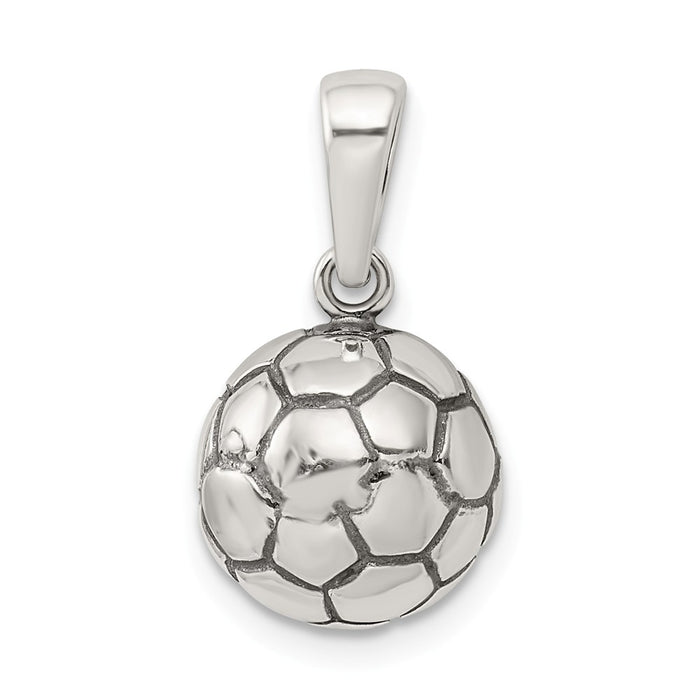 Million Charms 925 Sterling Silver Antiqued Sports Soccer Ball Pendant