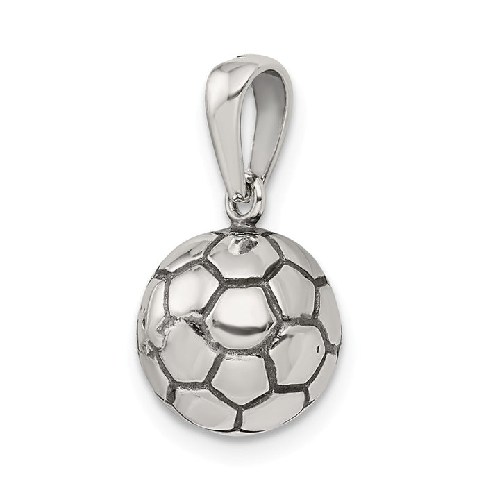 Million Charms 925 Sterling Silver Antiqued Sports Soccer Ball Pendant