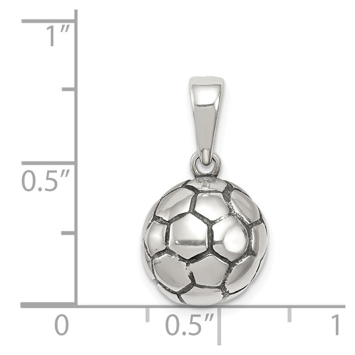 Million Charms 925 Sterling Silver Antiqued Sports Soccer Ball Pendant