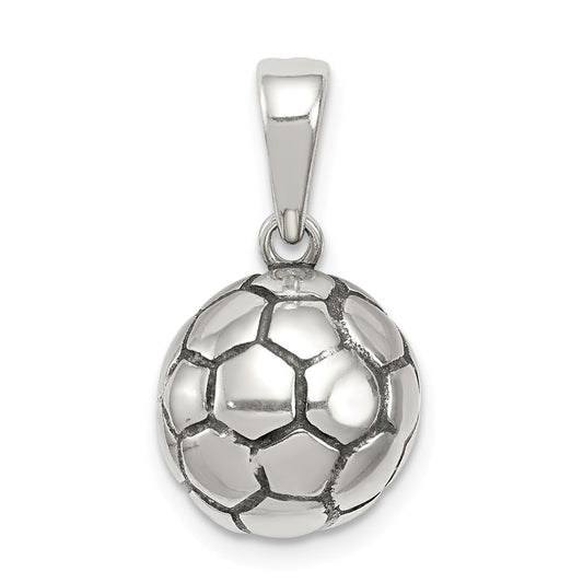 Million Charms 925 Sterling Silver Antiqued Sports Soccer Ball Pendant