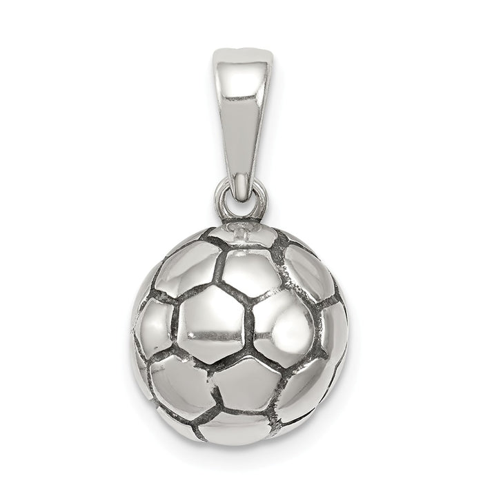 Million Charms 925 Sterling Silver Antiqued Sports Soccer Ball Pendant