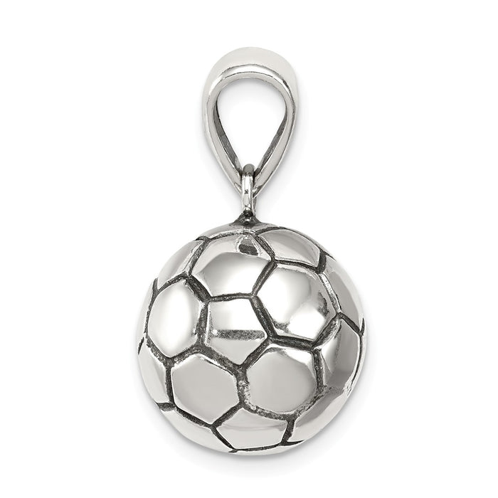 Million Charms 925 Sterling Silver Antiqued Sports Soccer Ball Pendant