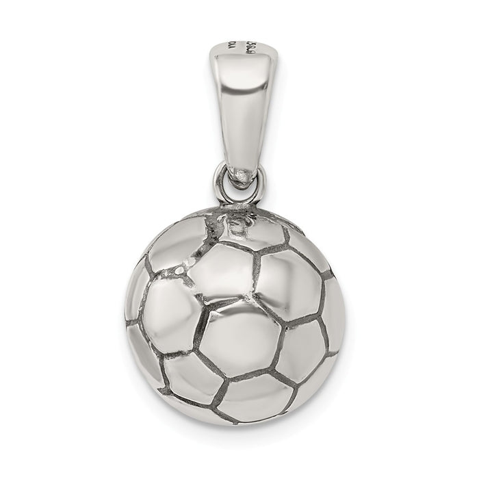 Million Charms 925 Sterling Silver Antiqued Sports Soccer Ball Pendant