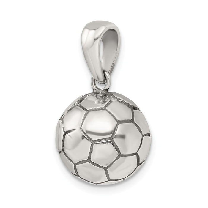 Million Charms 925 Sterling Silver Antiqued Sports Soccer Ball Pendant