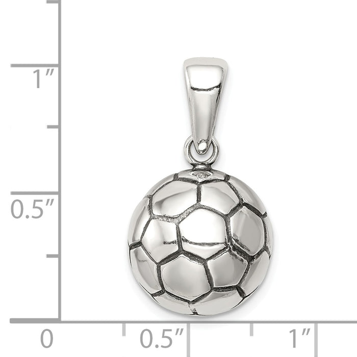 Million Charms 925 Sterling Silver Antiqued Sports Soccer Ball Pendant