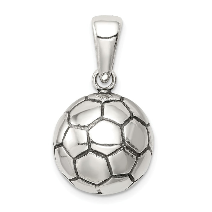 Million Charms 925 Sterling Silver Antiqued Sports Soccer Ball Pendant