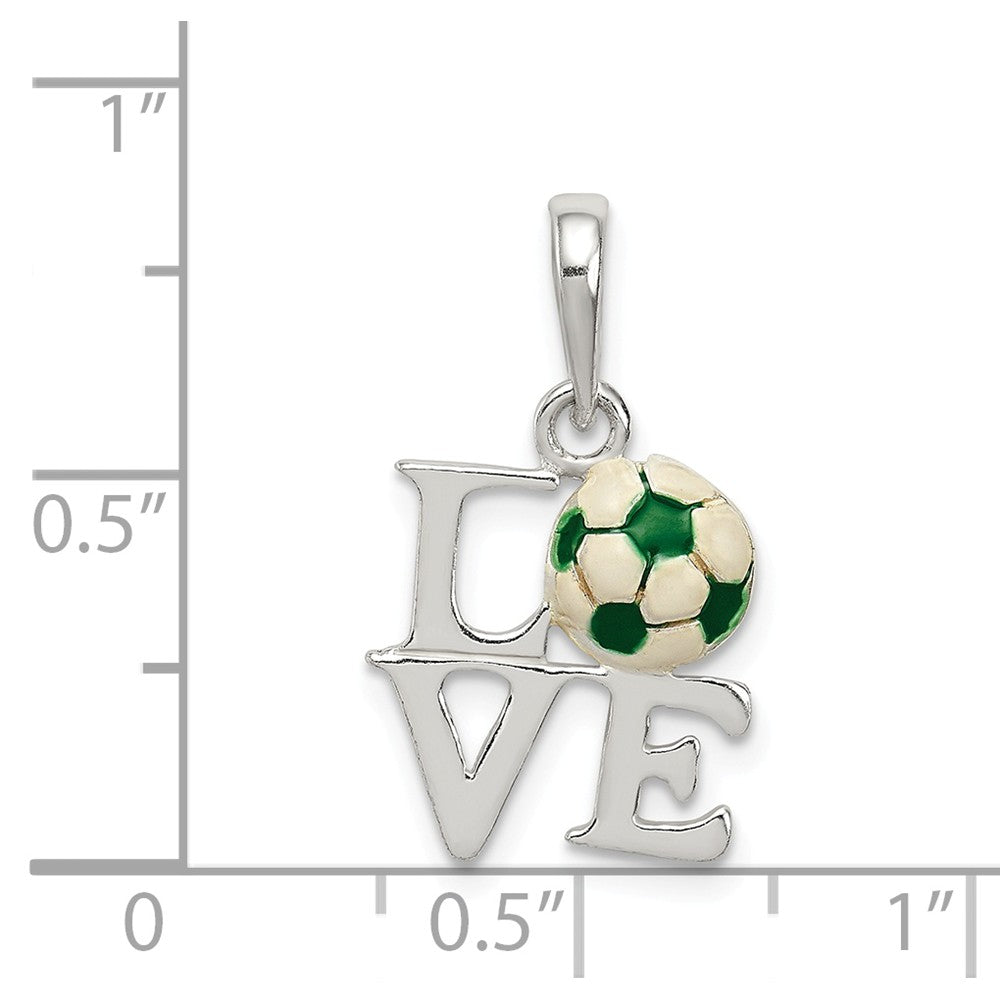 Million Charms 925 Sterling Silver Enameled & Polished Love Sports Soccer Pendant