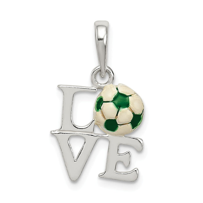 Million Charms 925 Sterling Silver Enameled & Polished Love Sports Soccer Pendant