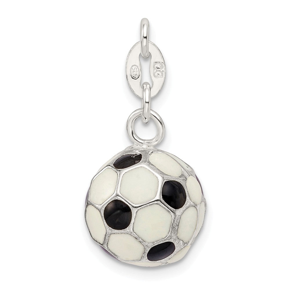 Million Charms 925 Sterling Silver Enameled Sports Soccer Ball Charm