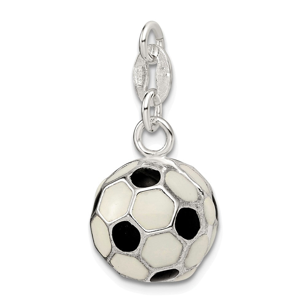 Million Charms 925 Sterling Silver Enameled Sports Soccer Ball Charm