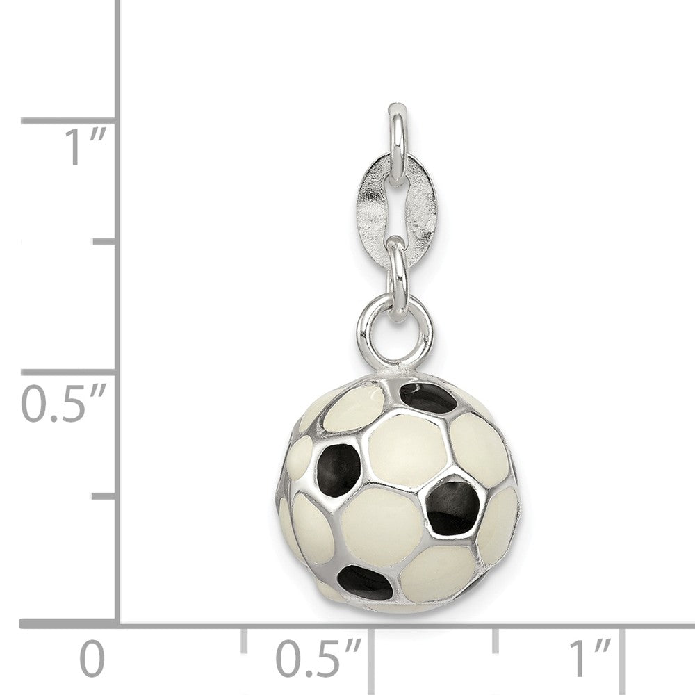 Million Charms 925 Sterling Silver Enameled Sports Soccer Ball Charm