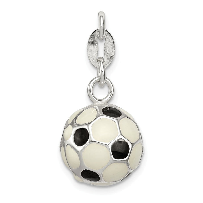 Million Charms 925 Sterling Silver Enameled Sports Soccer Ball Charm