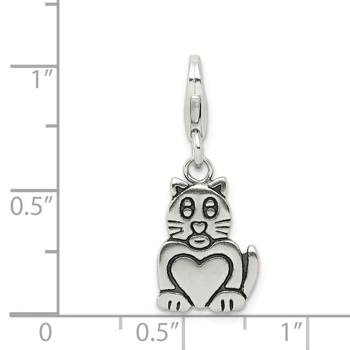 Million Charms 925 Sterling Silver Antiqued Cat Charm