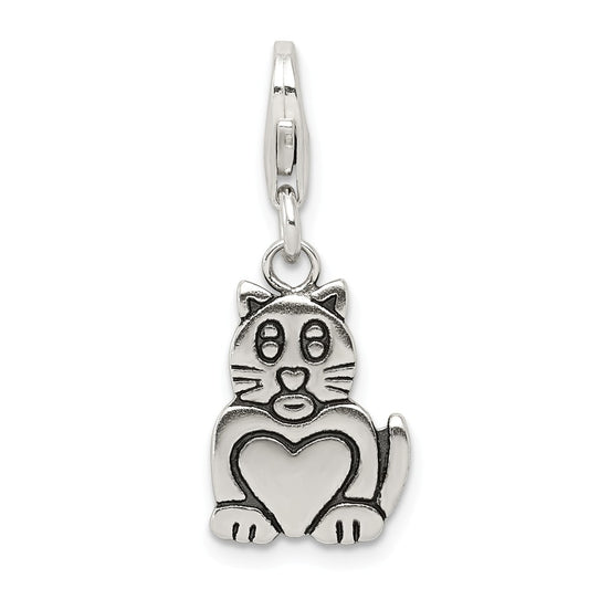 Million Charms 925 Sterling Silver Antiqued Cat Charm