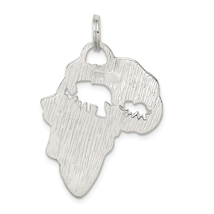 Million Charms 925 Sterling Silver Africa Continent With Elephant Cutout Pendant