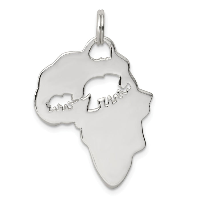 Million Charms 925 Sterling Silver Africa Continent With Elephant Cutout Pendant