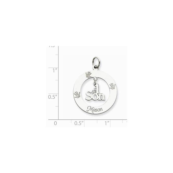 Million Charms 925 Sterling Silver Rhodium-Plated Personalizable #1 Son Charm