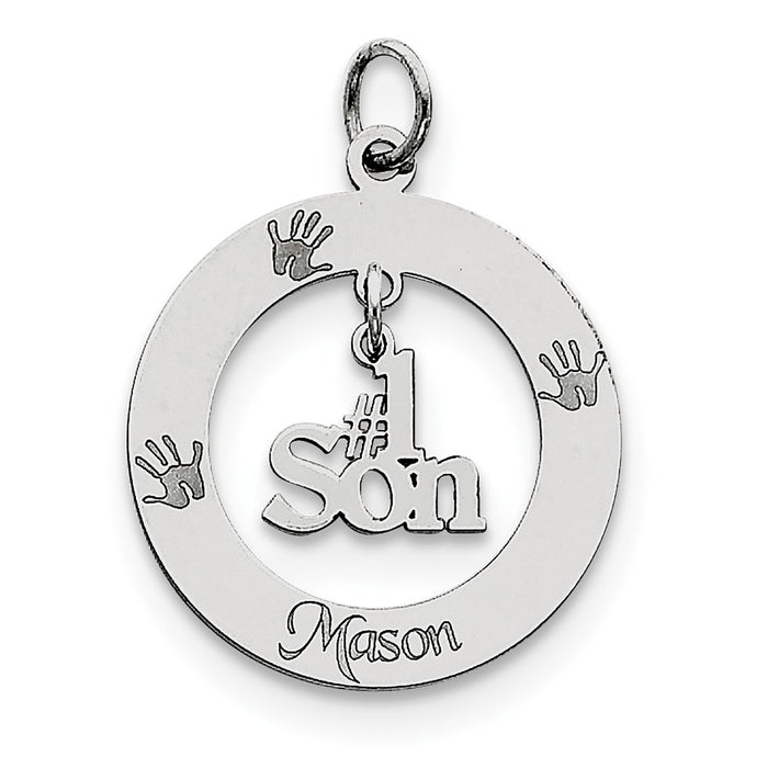 Million Charms 925 Sterling Silver Rhodium-Plated Personalizable #1 Son Charm