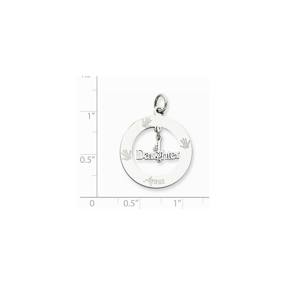Million Charms 925 Sterling Silver Rhodium-Plated Personalizable #1 Daughter Charm