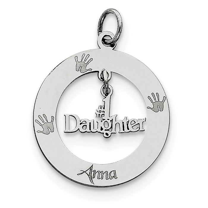 Million Charms 925 Sterling Silver Rhodium-Plated Personalizable #1 Daughter Charm