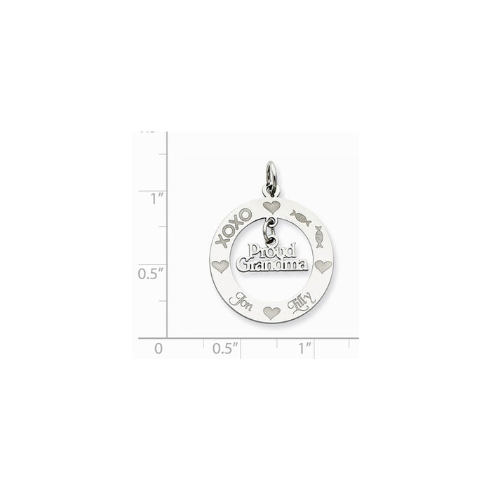 Million Charms 925 Sterling Silver Rhodium-Plated Personalizable Proud Grandma Charm