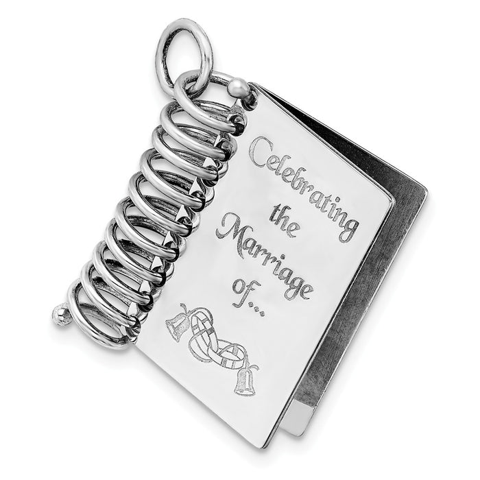 Million Charms 925 Sterling Silver Rhodium-Plated Personalizable Wedding Book Charm