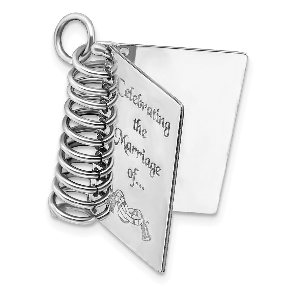 Million Charms 925 Sterling Silver Rhodium-Plated Personalizable Wedding Book Charm