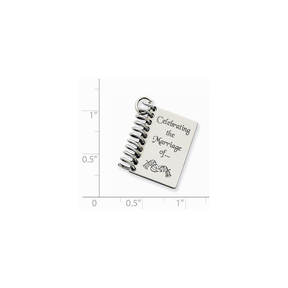 Million Charms 925 Sterling Silver Rhodium-Plated Personalizable Wedding Book Charm