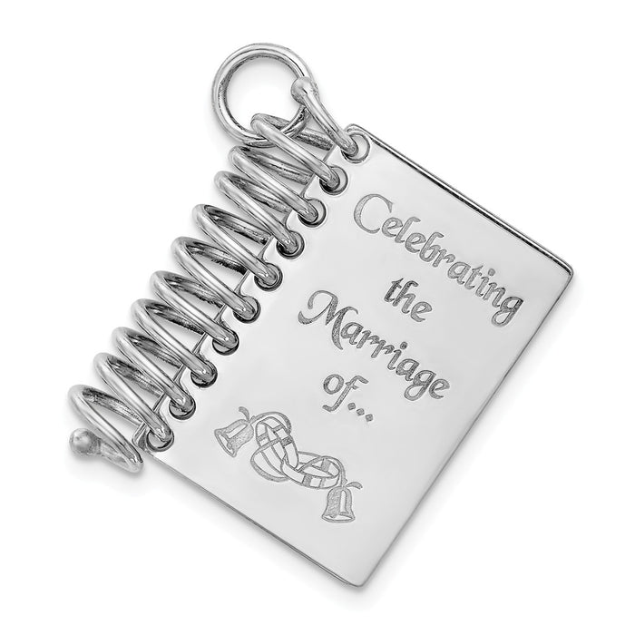 Million Charms 925 Sterling Silver Rhodium-Plated Personalizable Wedding Book Charm