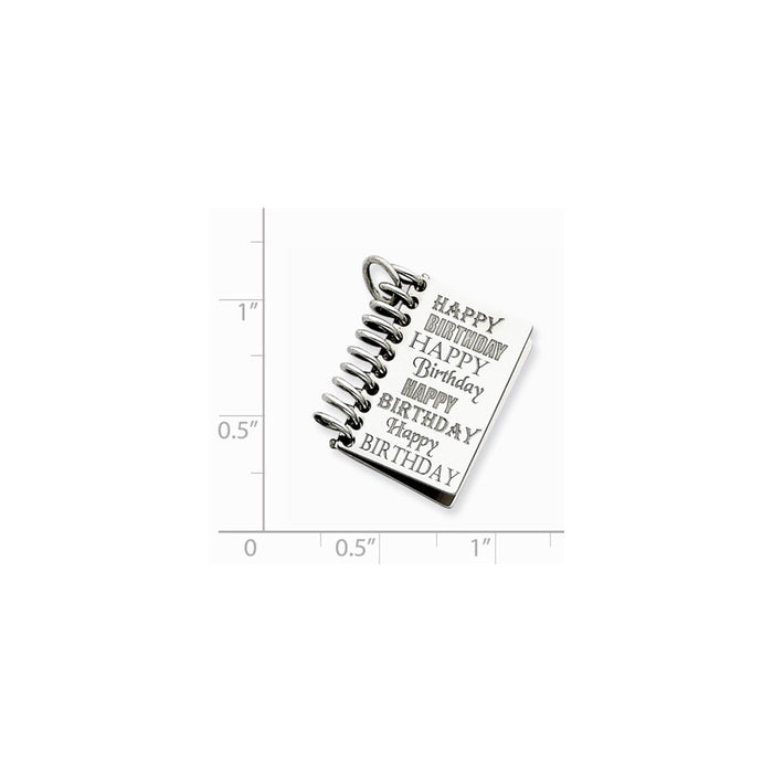 Million Charms 925 Sterling Silver Rhodium-Plated Personalizable Happy Birthday Card Charm