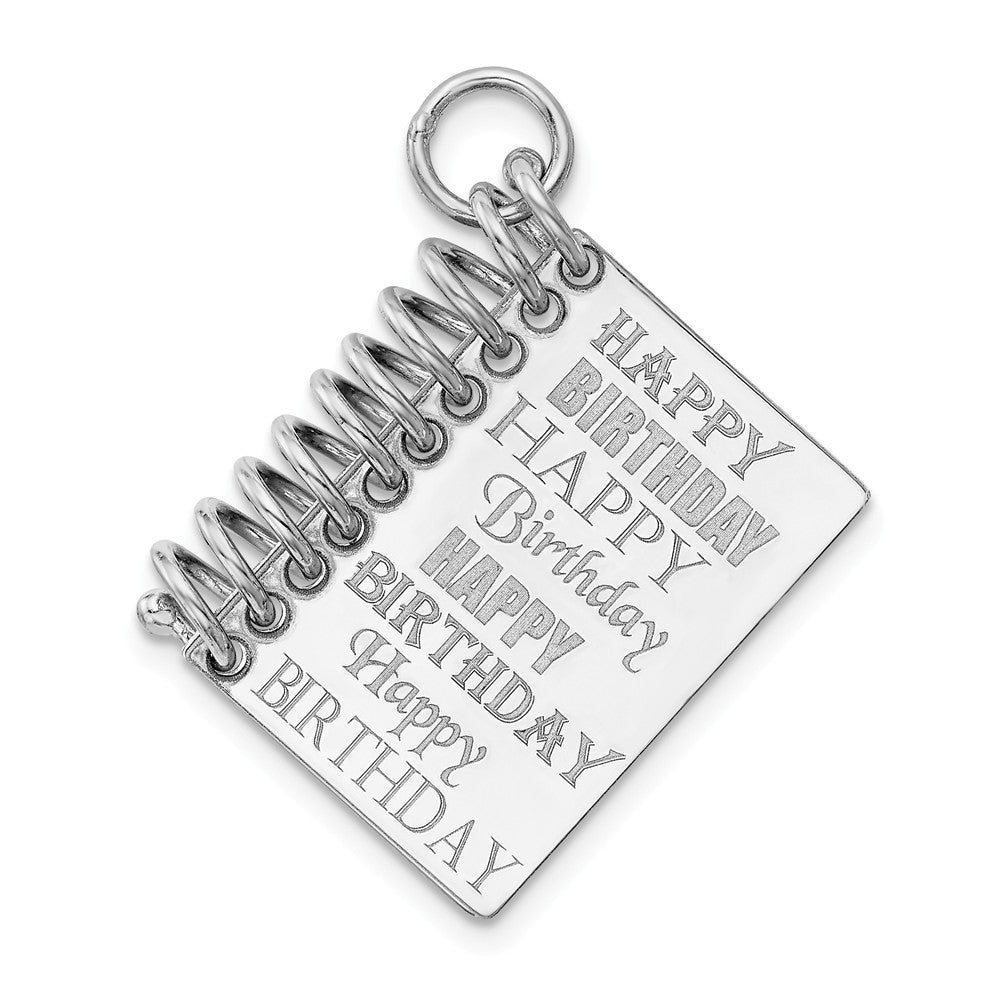 Million Charms 925 Sterling Silver Rhodium-Plated Personalizable Happy Birthday Card Charm