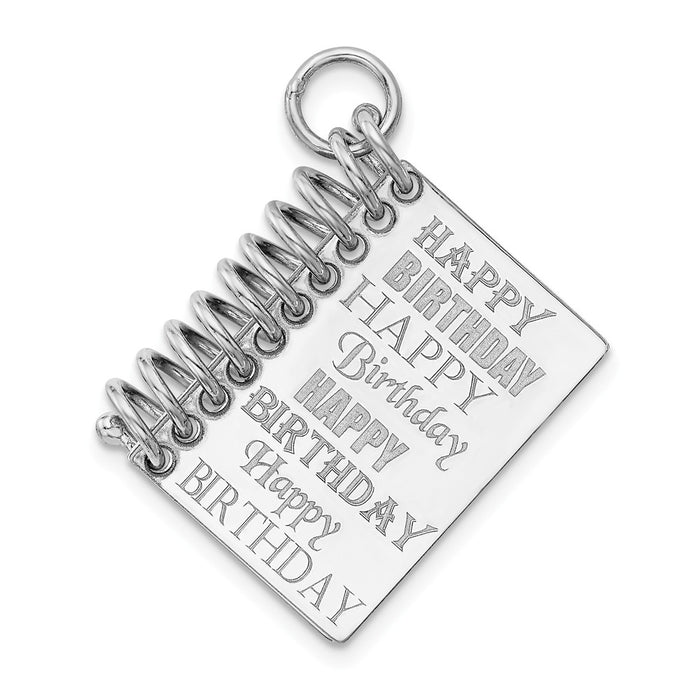 Million Charms 925 Sterling Silver Rhodium-Plated Personalizable Happy Birthday Card Charm