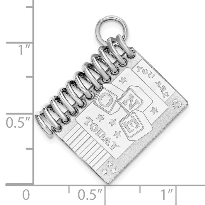 Million Charms 925 Sterling Silver Rhodium-Plated Personalizable 1St Birthday Book Charm