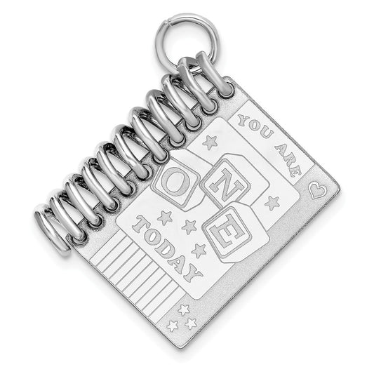 Million Charms 925 Sterling Silver Rhodium-Plated Personalizable 1St Birthday Book Charm