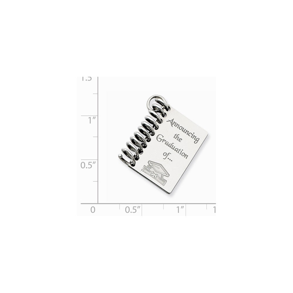 Million Charms 925 Sterling Silver Rhodium-Plated Personalizable Graduation Book Charm
