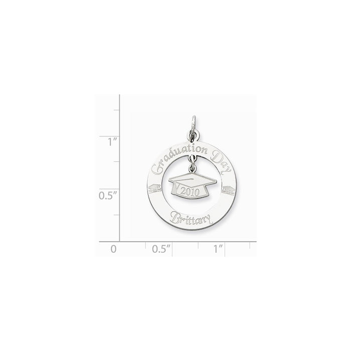 Million Charms 925 Sterling Silver Rhodium-Plated Personalizable Graduation Charm