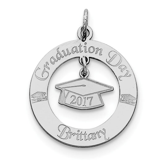 Million Charms 925 Sterling Silver Rhodium-Plated Personalizable Graduation Charm